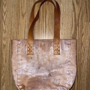 Bed Stu Stevie Brown Leather Tote with White/silver Distressing
